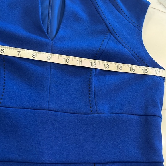 Sangria Royal Blue Sheath Dress V-neck Sleeveless 10P Top Stitching Details. - Picture 13 of 16